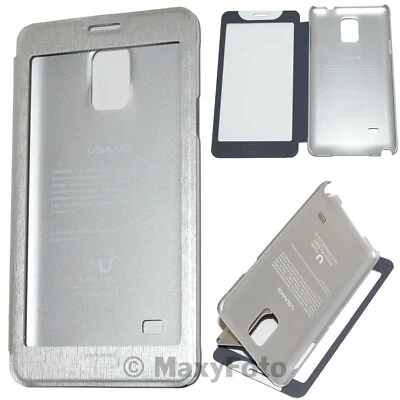 USAMS CUSTODIA ORIGINAL FLIP CASE TOUCH SERIES SAMSUNG GALAXY NOTE 4 N910 SILVER - Immagine 1 di 4