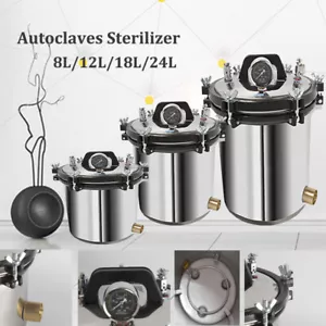 8/12/18/24L Autoclave Sterilizer Dental Medical Lab Equipment Stainless Steel AU - Picture 1 of 6