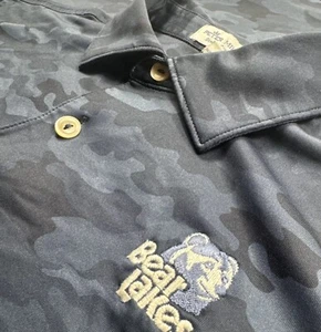 Peter Millar Summer Comfort Polo Shirt Boys Medium M 9-10 Blue Camo Bear Lakes - Picture 1 of 9