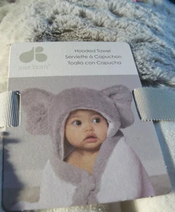 Asciugamano da bagno con cappuccio bambino JUST BORN grigio elefante super morbido - Foto 1 di 7