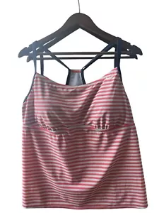 Nike Badeoberteil Tankini Damengröße 2X gestreift - koralle & weiß neu mit Etikett - Bild 1 von 5