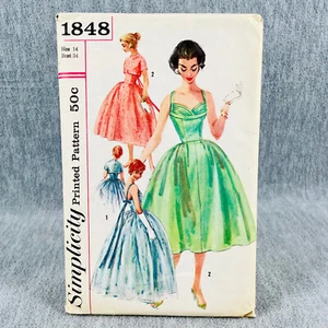 Vestido de fiesta Simplicity 1848 y chaqueta bolero Misses talla 14 patrón vintage - Imagen 1 de 7