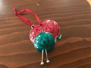Harvey Lewis Silver Tone knitting Yarn Christmas Ornament w/ Swarovski Crystals - Picture 1 of 4