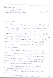 Rev. Carta autógrafa firmada por Anson Phelps Stokes, Jr. - Boy Scouts - Imagen 1 de 2