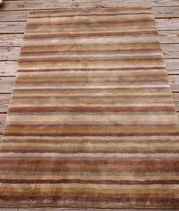 Safavieh Hand-knotted Tibetan Stripes Rust Coffee Brown 100% Wool Rug (3'x 5') - Picture 1 of 6