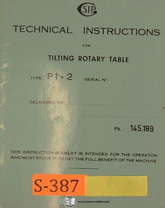 SIP PI-2, Tilting Rotary Table, Technical Instructions Manual - Picture 1 of 1