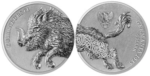 Silbermünze 2 x 1 oz Germania Mint Beasts Gullinbursti 2025 in Doppelkapsel - Bild 1 von 3