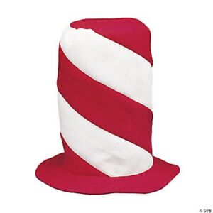 Felt Red and White Swirl Stove Pipe Top Hat Holiday Party 