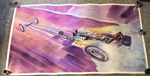 Set of (5) 1971 Don Getz RACE CAR POSTERS 38 X 22 Commissioned by Goodyear RARE Cover