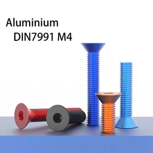 M4 Countersunk Head Allen Hex Screws Aluminum Alloy Anodized Socket Bolt DIN7991 - Picture 1 of 7