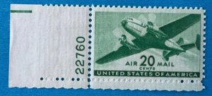 US Stamps Scott C29 20c 1941 airmail M/NH Beautiful Fresh With plate number - Picture 1 of 3