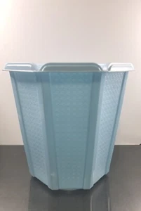 Vintage Blue Waste Basket Trash Can 10.5” MCM Rubbermaid Plastic Weave Pattern  - Picture 1 of 5