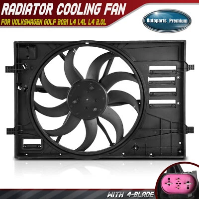 Conjunto de ventilador de refrigeração do radiador com cobertura para Volkswagen Golf 2021 L4 1.4L L4 2.0L - Imagem 1 de 4