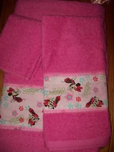 Custom NEW MINI MOUSE DECOR 3 PC TOWEL SET,ROSE PINK - Picture 1 of 2
