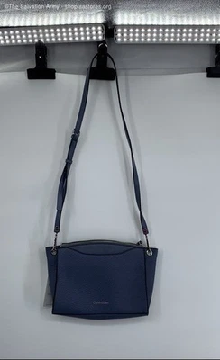 NWT Calvin Klein Women's Navy Blue Leather Adjustable Strap Garnet Crossbody Bag - Image 1 of 4