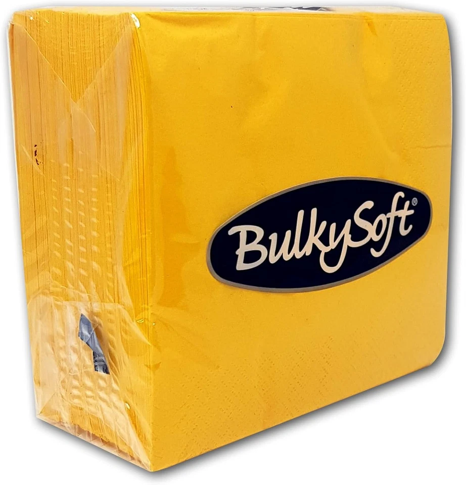 BulkySoft Papierservietten 2-lagig einfarbig weiche Servietten für 33x33cm, gelb  - Bild 1 von 1