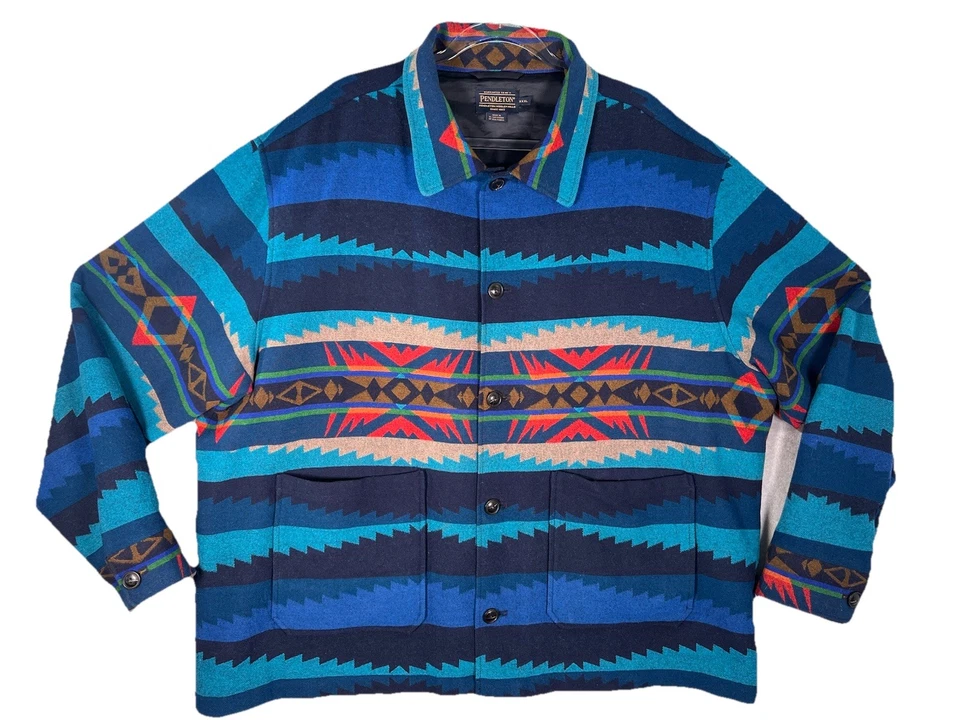 Chaqueta Pendleton Para Hombres XXXL 3X Camisa Chaqueta Lahaina Patrón de Onda Hawaiano Surf Foto 1 de 4