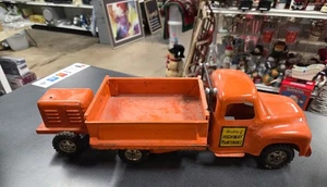 Oldtimer Buddy L Autobahn Wartungswagen mit Anhänger orange Pressstahl  - Bild 1 von 5