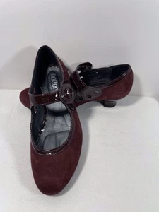 Women’s Hotter VALETTA Plum Suede/Patent Mary Janes Low Heels Size 7 - Picture 1 of 8