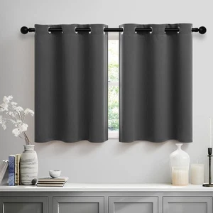 Camper RV Dark Grey Short Curtains 24 Inch Length Room Darkening Blackout Gro... - Picture 1 of 7