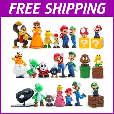 Super Mario Bros Figures Set - 28 pc Luigi Yoshi Toys - Image 1 of 2