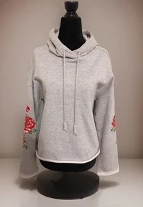 Felpa con cappuccio floreale H&M etichetta divisa di prodotti classificati taglia small grigia e rossa manica lunga - Foto 1 di 10