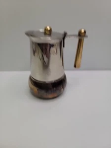 Gb Italy Espesso Coffee Maker Stainless Steel GB 18-10 W/ Gold Trim - Picture 1 of 9