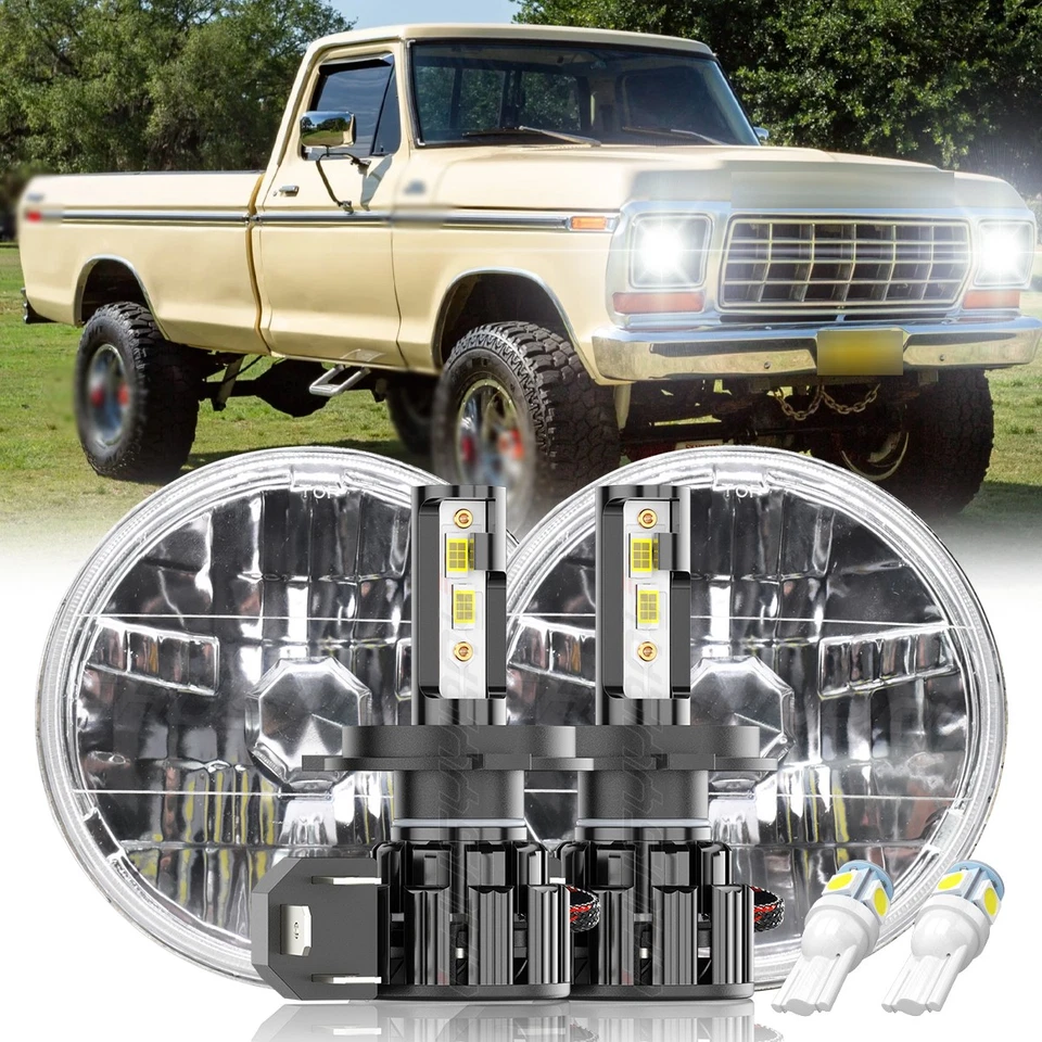 Подходит для Ford F100 F150 F250 1969-1978 годов выпуска пара круглых светодиодных фар дальнего света 7 дюймов - Изображение 1 из 4