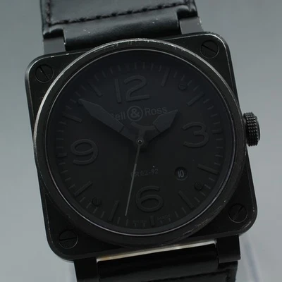 Juego completo [Exc+5] Bell & Ross BR03-92-S esfera negra reloj automático para hombres 42 mm JAPÓN Foto 1 de 4
