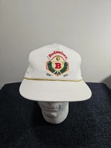 Cuerda dorada ajustable vintage Budweiser Golf blanco Snapback logotipo cerveza hecha en EE. UU. - Imagen 1 de 13