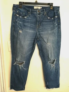 Torrid Womens Jeans 16 Blue Distressed High-Rise Straight Stretch Pocket Raw Hem - Picture 1 of 6