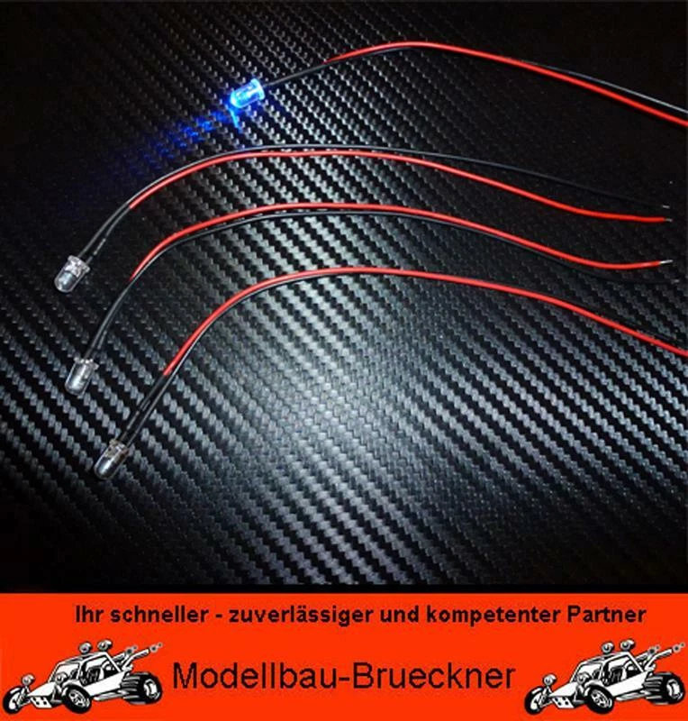 4 Stück LED 5 mm BLAU 6 Volt fertig verlötet Beleuchtung für Ihr RC-CAR FG Carso - Bild 1 von 1