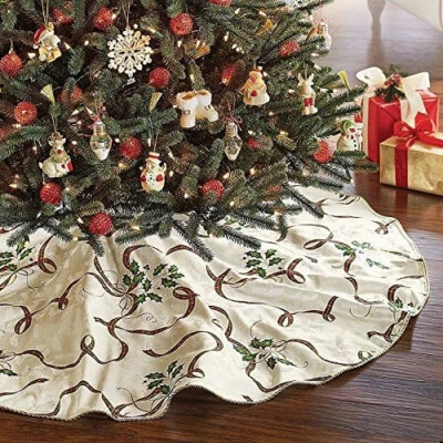 NEW Lenox Holiday Nouveau Multi-Color Tree Skirt 60" Christmas Ribbon Red Green - Image 1 of 4