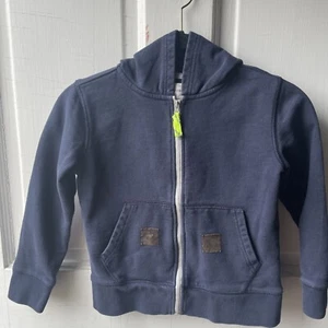 Crewcuts Boys Blue Zip Up Hoodie Size S 6-7, Small Leather Patches On Pockets - Picture 1 of 13