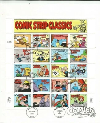 1995 32c Comic Strip Classics Stamp Sheet First Day Issue Panel + Mint Sheet - Image 1 of 4