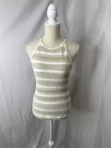 Chicos high neck knit halter tank metallic Fitted Stretch Summer Pretty - Picture 1 of 7
