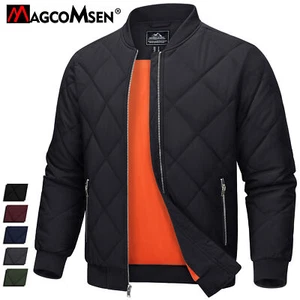 Mens Winter Full Zip Bomber Jacket Quilted Puffer Jackets Fall Warm Padded Coats - Picture 1 of 48
