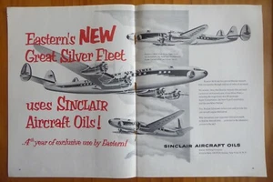 4/1952 PUB SINCLAIR AIRCRAFT OIL LOCKHEED CONSTELLATION EASTERN AIR LINES AD - Foto 1 di 1