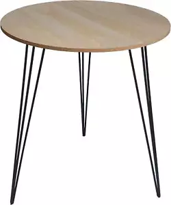 Beistelltisch Couchtisch rund Holz Metall Tisch Nachttisch Holztisch Ø 40 cm - Bild 1 von 4