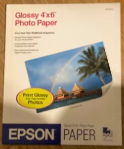 Epson Glossy Photo Paper 20 sheets 4" x 6" Glossy White Inkjet - Picture 1 of 2