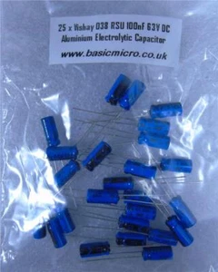 25 condensador electrolítico de aluminio de CC Vishay 038 RSU 100nF 0,1uF 63V - Imagen 1 de 1