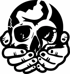 Skull In Hands Tribal Head Speak No Evil Car Truck Window Vinyl Decal Sticker - Picture 1 of 2