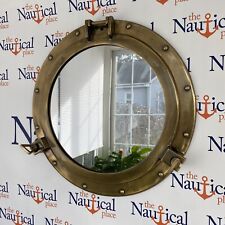 20" Large Porthole Mirror, Antique Brass Finish, Nautical Wall Decor, Port Hole
