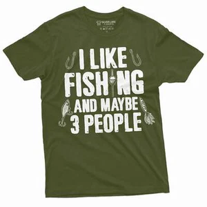 Camicia da pesca divertente uomo mi piace pescare e forse 3 persone camicia pesca scherzo T - Foto 1 di 8
