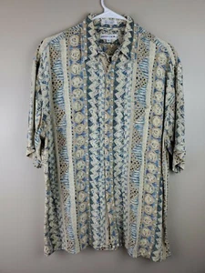 Pierre Cardin Rayon Abstract Art Button Down Shirt Button Pocket GUC Size Large - Picture 1 of 5