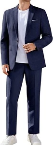 COOFANDY Men Suits Classic Fit 2 Piece Suit Set One Button Casual Blazer Wedding - Picture 1 of 16