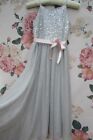MONSOON Long Grey Sequin Embellished  Party Occasion Dress 7-8 £50 WORN ONCE