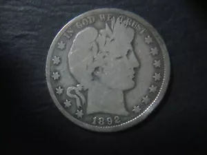 1892-O Bold Rims G VG Barber Liberty Half Dollar Nice Look - Picture 1 of 4