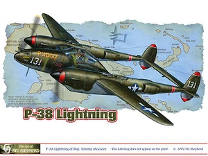 ART PRINT: P-38 Lightning graphic - Print by Shepherd - Picture 1 of 1