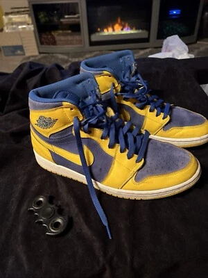 Размер 11 - Air Jordan 1 ретро оригинальный высоты Laney LA Lakers синий желтый Nike кожи 🼼 - Изображение 1 из 4